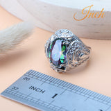 Rainbow Natural Zircon Jewelry Sets 925 Sterling Silver Women Wedding Jewelry Earrings Bracelets Rings Pendant Necklace Set Rongoworks