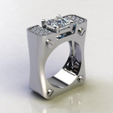 Square S925 Sterling Silver color Natural White Zircon with Diamond Style Ring for Men Fine Jewelry Square Shape Zircon Rings