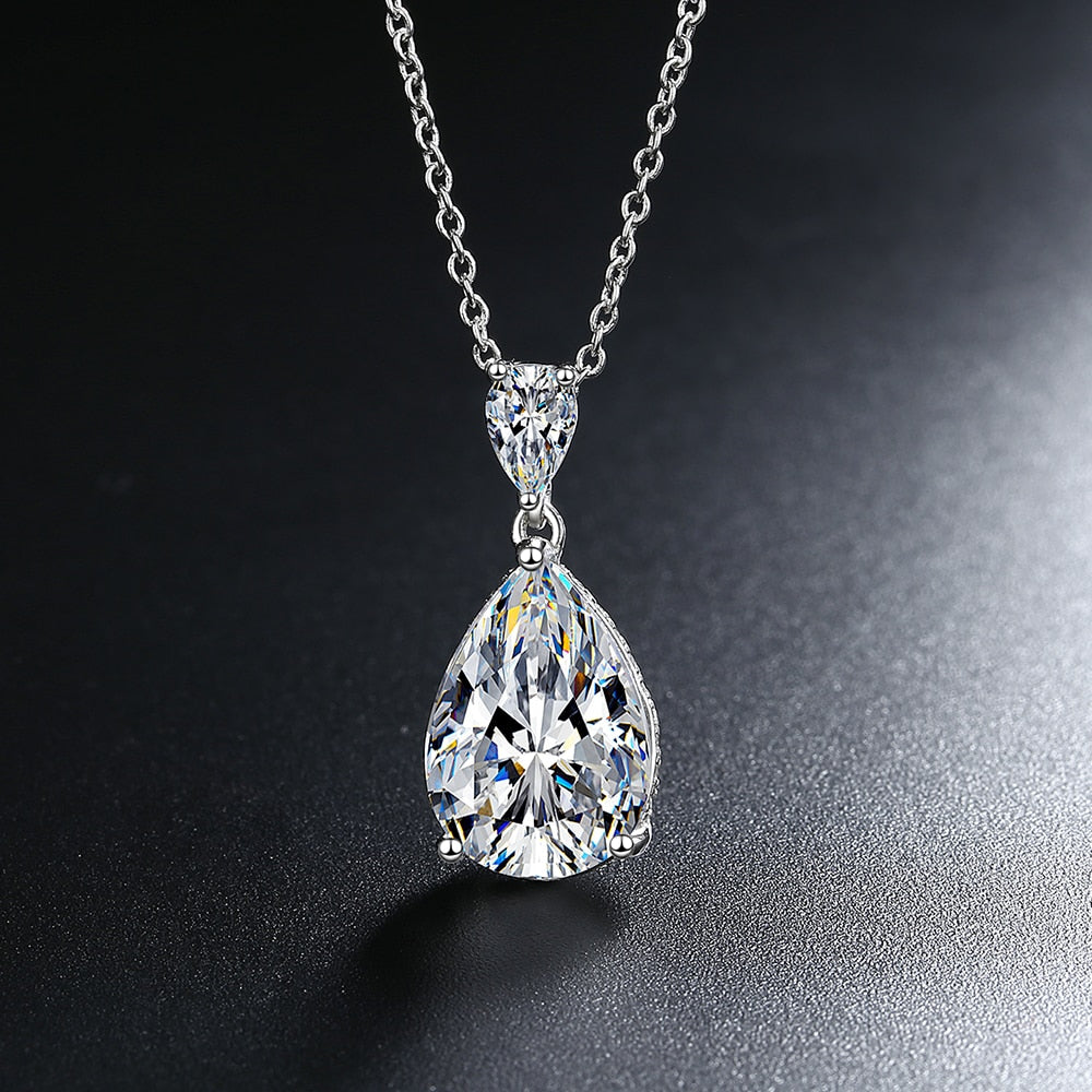 14K White Gold 2 Carat Pear Teardrop Cut D Color Moissanite Diamond Necklace With Certificate Fine Jewelry Rongoworks
