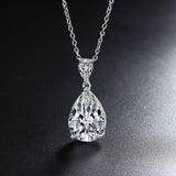 14K White Gold 2 Carat Pear Teardrop Cut D Color Moissanite Diamond Necklace With Certificate Fine Jewelry